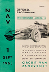 Programme cover of Zandvoort, 01/09/1963